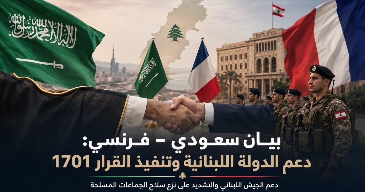 بيان سعودي–فرنسي: تنفيذ القرار 1701 ونزع سلاح الجماعات ودعم الجيش اللبناني